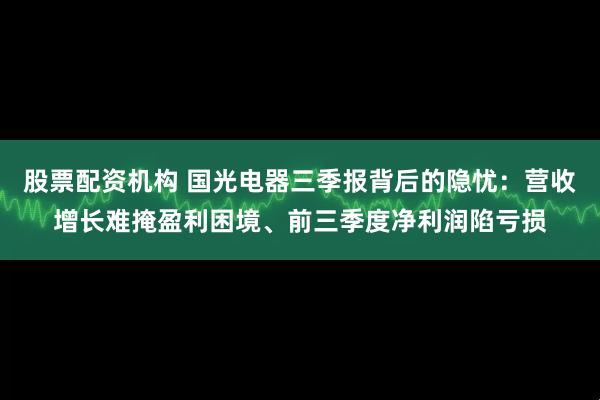 股票配资机构 国光电器三季报背后的隐忧：营收增长难掩盈利困境、前三季度净利润陷亏损