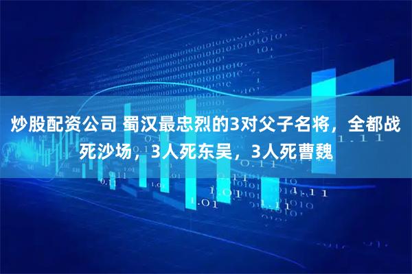 炒股配资公司 蜀汉最忠烈的3对父子名将，全都战死沙场，3人死东吴，3人死曹魏